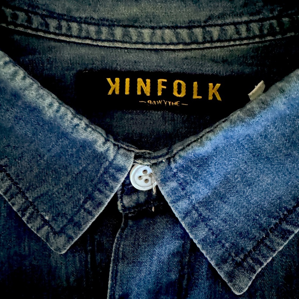 IYKYK Kinfolk brand from Brooklyn and Japan. XL cotton button down denim look